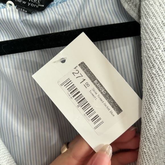 Central Park West Tweed Blazer Suit Jacket Light Blue - Picture 7 of 7